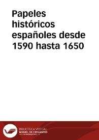 Portada:Papeles históricos españoles desde 1590 hasta 1650