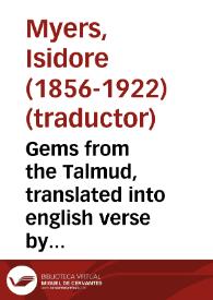 Portada:Gems from the Talmud, translated into english verse by Isidore Myers