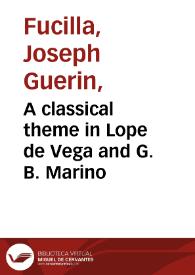 Portada:A classical theme in Lope de Vega and G. B. Marino
