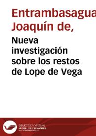 Nueva investigación sobre los restos de Lope de Vega | Biblioteca Virtual Miguel de Cervantes