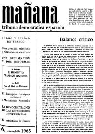 Portada:Mañana : tribuna democrática española. Núm. 6, junio-julio 1965