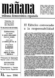 Portada:Mañana : tribuna democrática española. Núm. 11, enero 1966