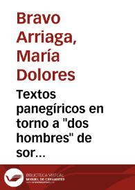 Portada:Textos panegíricos en torno a \"dos hombres\" de sor Juana / María Dolores Bravo Arriaga