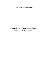 Portada:Carmen Bobes Naves: el conocimiento literario y la lectura poética / José Antonio Hernández Guerrero