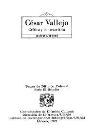 Portada:César Vallejo: crítica y contracrítica / José Pascual Buxó