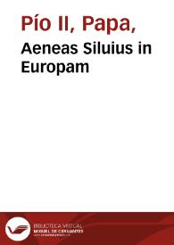 Portada:Aeneas Siluius in Europam