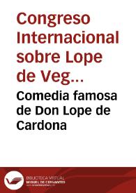 Portada:Comedia famosa de Don Lope de Cardona / de Lope de Vega Carpio