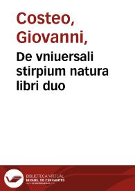 Portada:De vniuersali stirpium natura libri duo / Ioannis Costaei Laudensis ... 