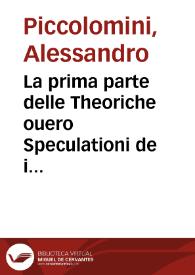 Portada:La prima parte delle Theoriche ouero Speculationi de i pianeti / di M. Alessandro Piccolomini