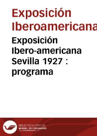 Portada:Exposición Ibero-americana Sevilla 1927 : programa