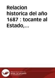Portada:Relacion historica del año 1687 : tocante al Estado, sucessos y progressos de la Liga Sagrada contra turcos formada de las ultimas cartas de Italia y el norte, publicada el martes 2o de mayo