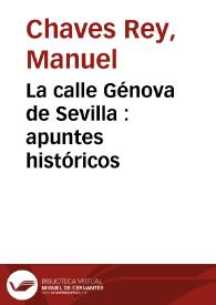 Portada:La calle Génova de Sevilla : apuntes históricos / por Manuel Chaves...