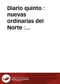 Portada:Diario quinto : nuevas ordinarias del Norte : publicadas el martes 30 de noviembre