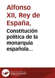 Portada:Constitución politica de la monarquía española promulgada en Cádiz a 19 de marzo de 1812