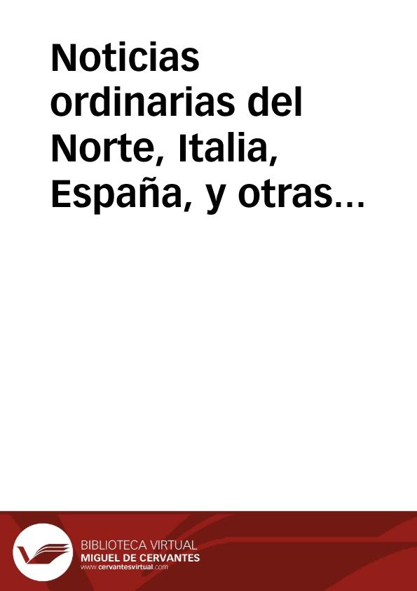 Noticias ordinarias del Norte, Italia, España, y otras partes : publicadas el martes quinze de abril de 1692 | Biblioteca Virtual Miguel de Cervantes