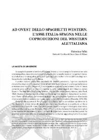 Más información sobre Ad ovest dello spaghetti western. L´asse Italia-Spagna nelle coproduzioni del western all'italiana / Valentina Odda