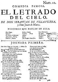 Portada:El letrado del cielo / de Don Sebastian de Villa-viciosa, y Don Juan de Matos