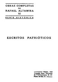 Portada:Escritos patrióticos / Rafael Altamira