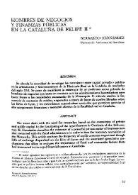 Portada:Hombres de negocios y finanzas públicas en la Cataluña de Felipe II / Bernardo Hernández