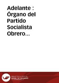 Portada:Adelante : Órgano del Partido Socialista Obrero [Español] (México, D. F.)