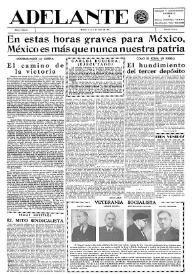 Portada:Adelante : Órgano del Partido Socialista Obrero [Español] (México, D. F.). Año I, núm. 9, 1 de junio de 1942