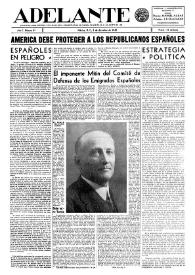 Portada:Adelante : Órgano del Partido Socialista Obrero [Español] (México, D. F.). Año I, núm. 21, 1 de diciembre de 1942