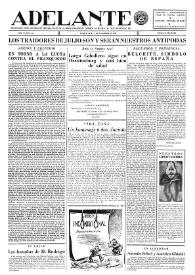Portada:Adelante : Órgano del Partido Socialista Obrero [Español] (México, D. F.). Año III, núm. 66, 1 de noviembre de 1944