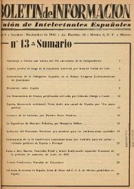 Portada:Boletín de información : Unión de intelectuales españoles. Año V, núm. 13, octubre-noviembre de 1960