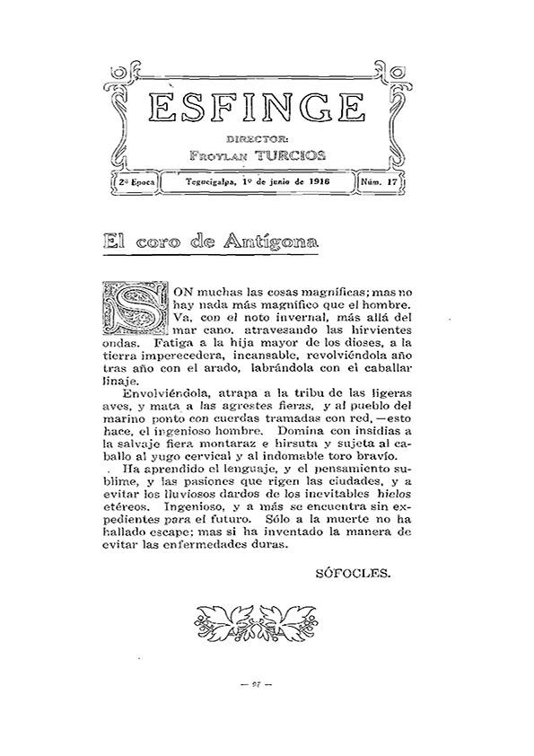 Esfinge : Revista de altas letras. Segunda época, núm. 17, 1 de junio de 1916 | Biblioteca Virtual Miguel de Cervantes