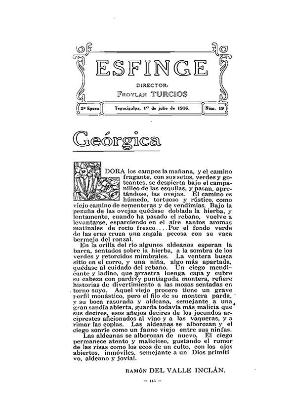 Esfinge : Revista de altas letras. Segunda época, núm. 19, 1 de julio de 1916 | Biblioteca Virtual Miguel de Cervantes