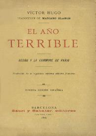 Portada:El año terrible : Sedán y la  Commune de París / Victor Hugo ; traducción de Mariano Blanch