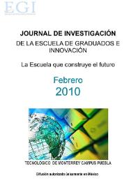 Portada:Journal de Investigación de la Escuela de Graduados e Innovación. Febrero 2010