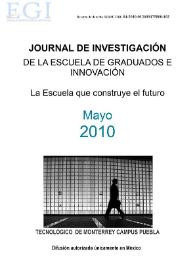 Portada:Journal de Investigación de la Escuela de Graduados e Innovación. Mayo 2010