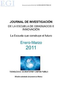 Portada:Journal de Investigación de la Escuela de Graduados e Innovación. Enero-Marzo 2011