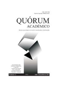 Portada:Quórum Académico : revista especializada en temas de la comunicación y la información. Vol. 11. Núm. 2, julio-diciembre de 2014