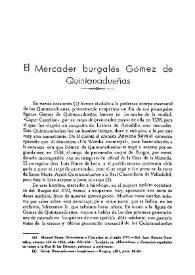 Portada:El mercader burgalés Gómez de Quintanadueñas / Manuel Basas