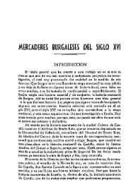 Portada:Mercaderes burgaleses del siglo XVI / Manuel Basas