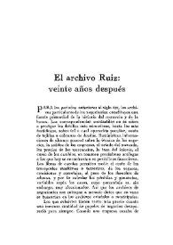 El archivo Ruiz: veinte años después / Henri Lapeyre | Biblioteca Virtual Miguel de Cervantes