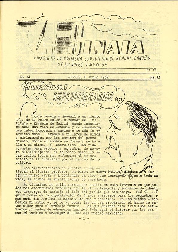 Sinaia : diario de la primera expedición de republicanos españoles a México. Núm. 14, 8 de junio de 1939 | Biblioteca Virtual Miguel de Cervantes