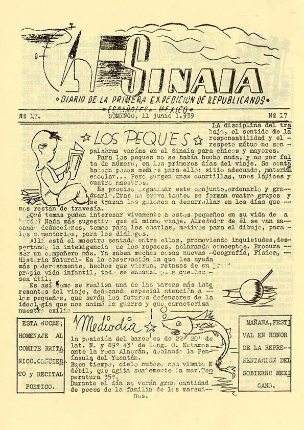 Sinaia : diario de la primera expedición de republicanos españoles a México. Núm. 17, 11 de junio de 1939 | Biblioteca Virtual Miguel de Cervantes