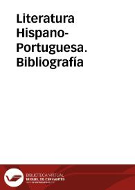 Portada:Literatura hispano-portuguesa. Bibliografía / director: José Miguel Martínez Torrejón
