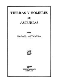 Portada:Tierras y hombres de Asturias / por Rafael Altamira