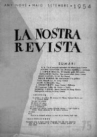 Portada:La Nostra Revista. Any IX, núm. 75, maig-setembre 1954
