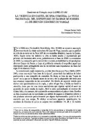 La vigencia en cartel de una comedia: "La viuda valenciana", del repertorio de Gaspar de Porres al de Hernán Sánchez de Vargas / Teresa Ferrer Valls | Biblioteca Virtual Miguel de Cervantes