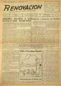 Portada:Renovación (México D. F.) : Órgano de la Federación de Juventudes Socialistas de España. Año I, núm. 10, 22 de noviembre de 1944