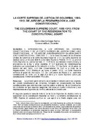 Portada:La Corte Suprema de Justicia de Colombia, 1886-1910: de juez de la regeneración a juez constitucional / Mario Alberto Cajas Sarria