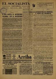 Portada:El Socialista Español : órgano central del P.S.O.E. Año I, núm. 6, 29 de octubre de 1946