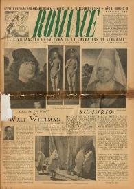 Portada:Romance : Revista Popular Hispanoamericana. Año I, núm. 10, 15 de junio de 1940