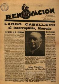 Portada:Renovación (Toulouse) : Boletín de Información de la Federación de Juventudes Socialistas de España. Núm. 2, 9 de mayo de 1945