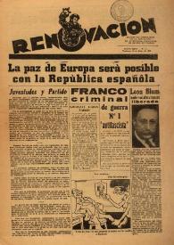 Portada:Renovación (Toulouse) : Boletín de Información de la Federación de Juventudes Socialistas de España. Núm. 3, 16 de mayo de 1945